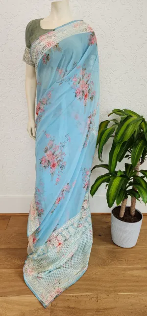 Floral Chiffon sarees W/Blouse.