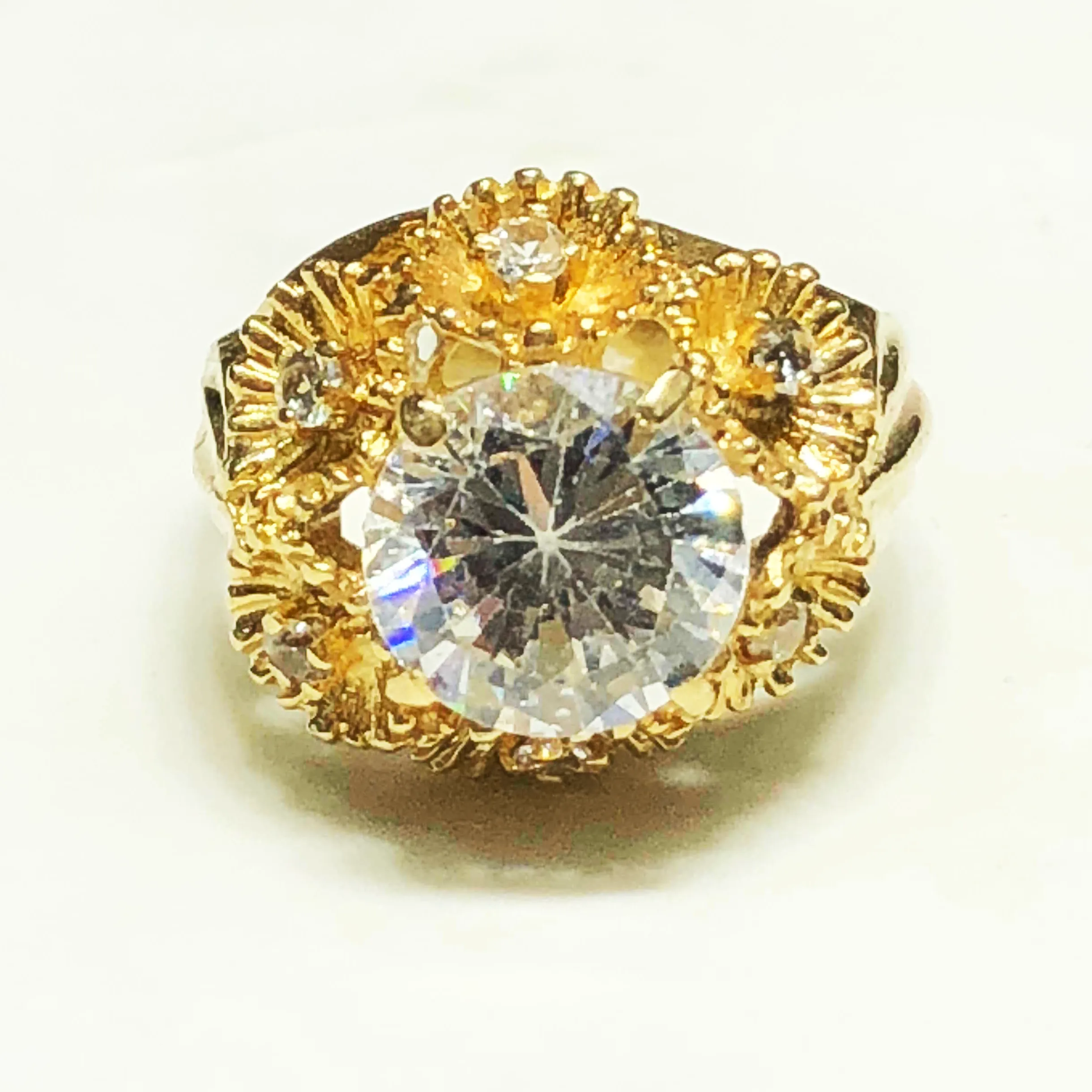 Floral Cocktail Ring CZ (14K)