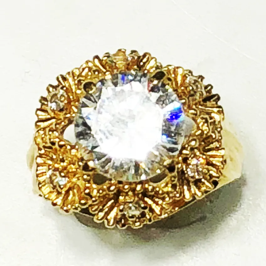 Floral Cocktail Ring CZ (14K)