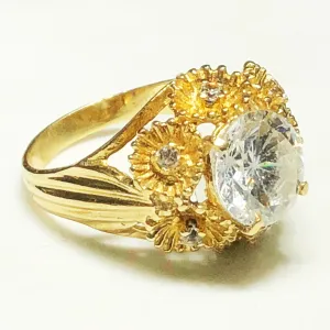 Floral Cocktail Ring CZ (14K)