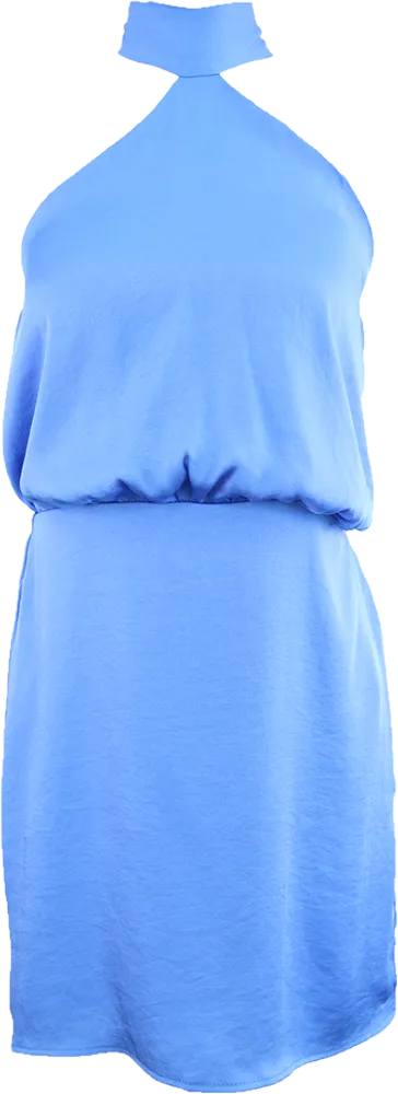 Formal Halter Mini Dress - Blue