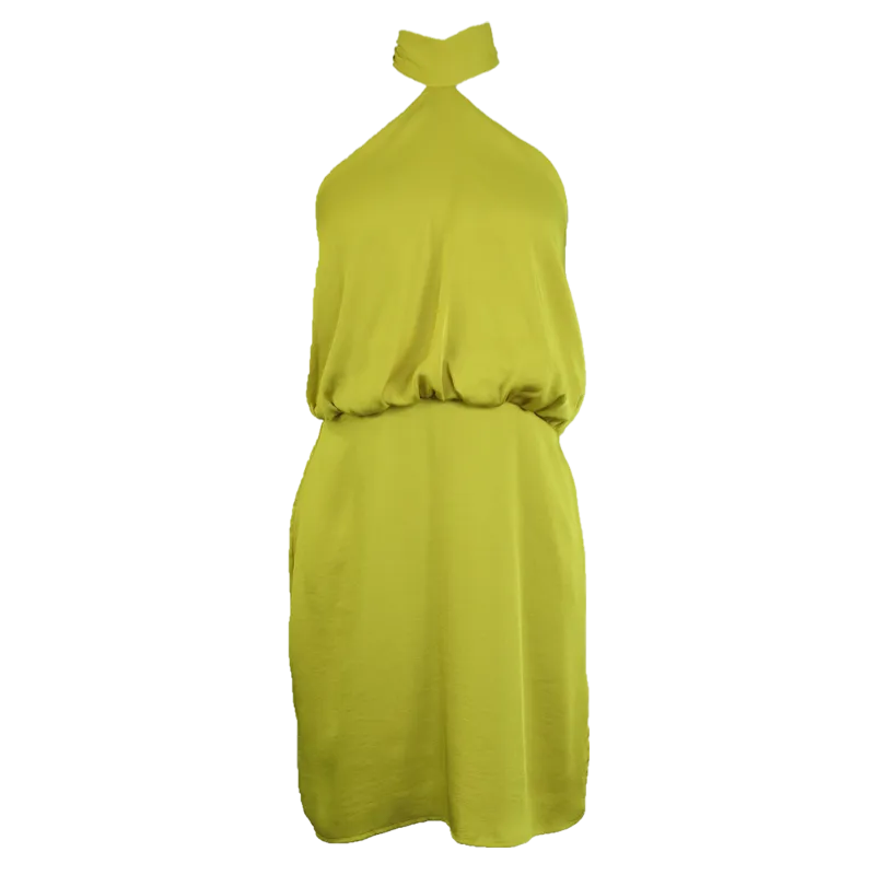 Formal Halter Mini Dress - Chartreuse