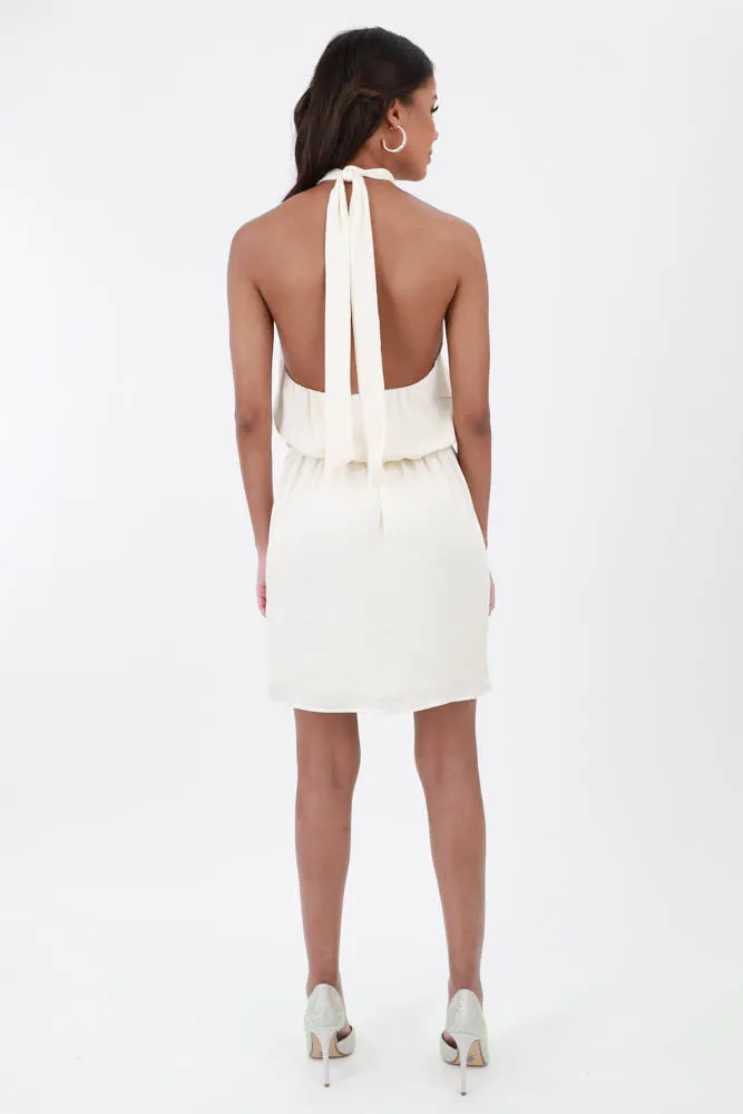 Formal Halter Mini Dress - Ivory