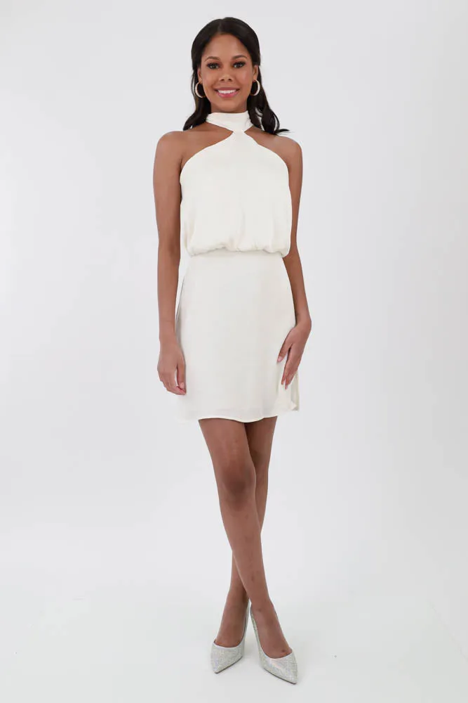 Formal Halter Mini Dress - Ivory