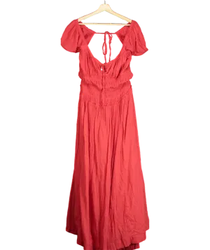 Free People Red Tie Detail Ruched Maxi Dress UK XL