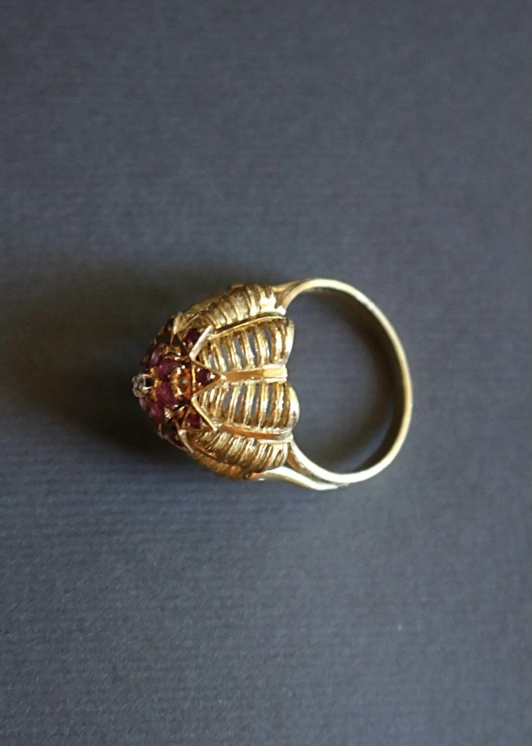 French 18k Gold, Ruby and Diamond Ring