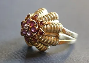 French 18k Gold, Ruby and Diamond Ring