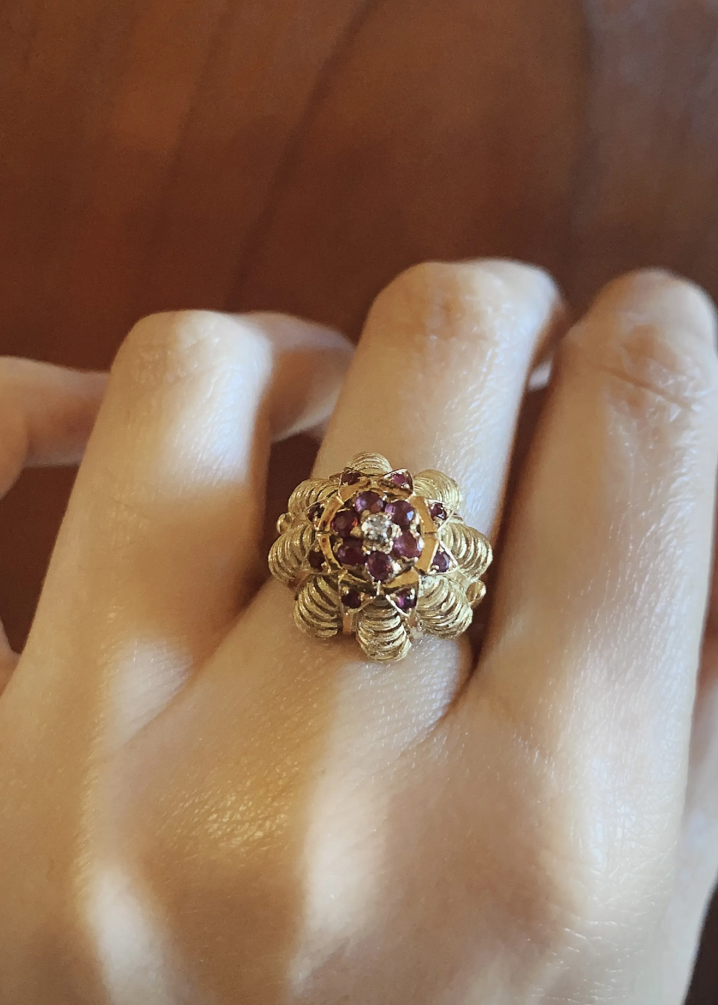French 18k Gold, Ruby and Diamond Ring