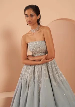 Frozen ice blue crystal gown