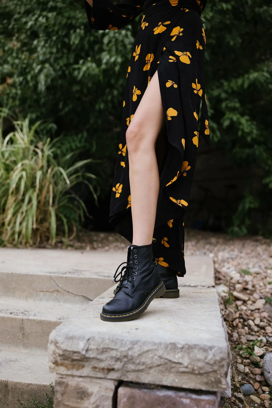 Ganni Orange Floral Black Dress