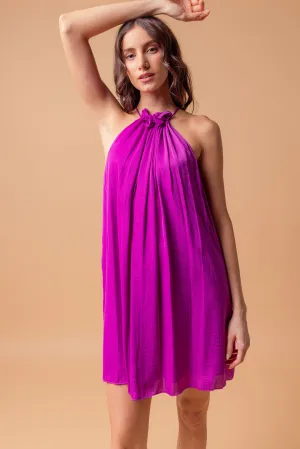 Gathered Halter Neck Mini Dress