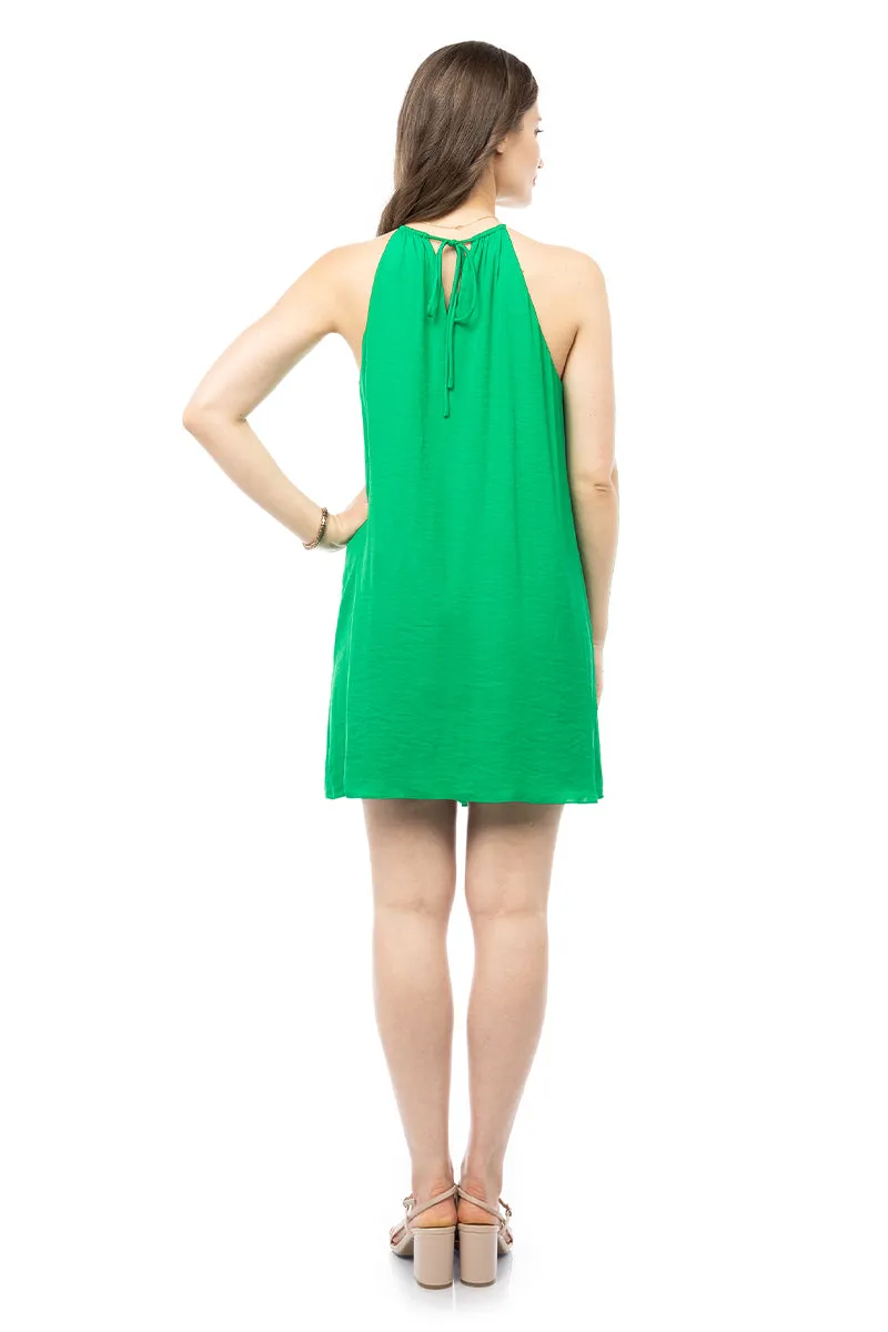 Gathered Halter Neck Mini Dress