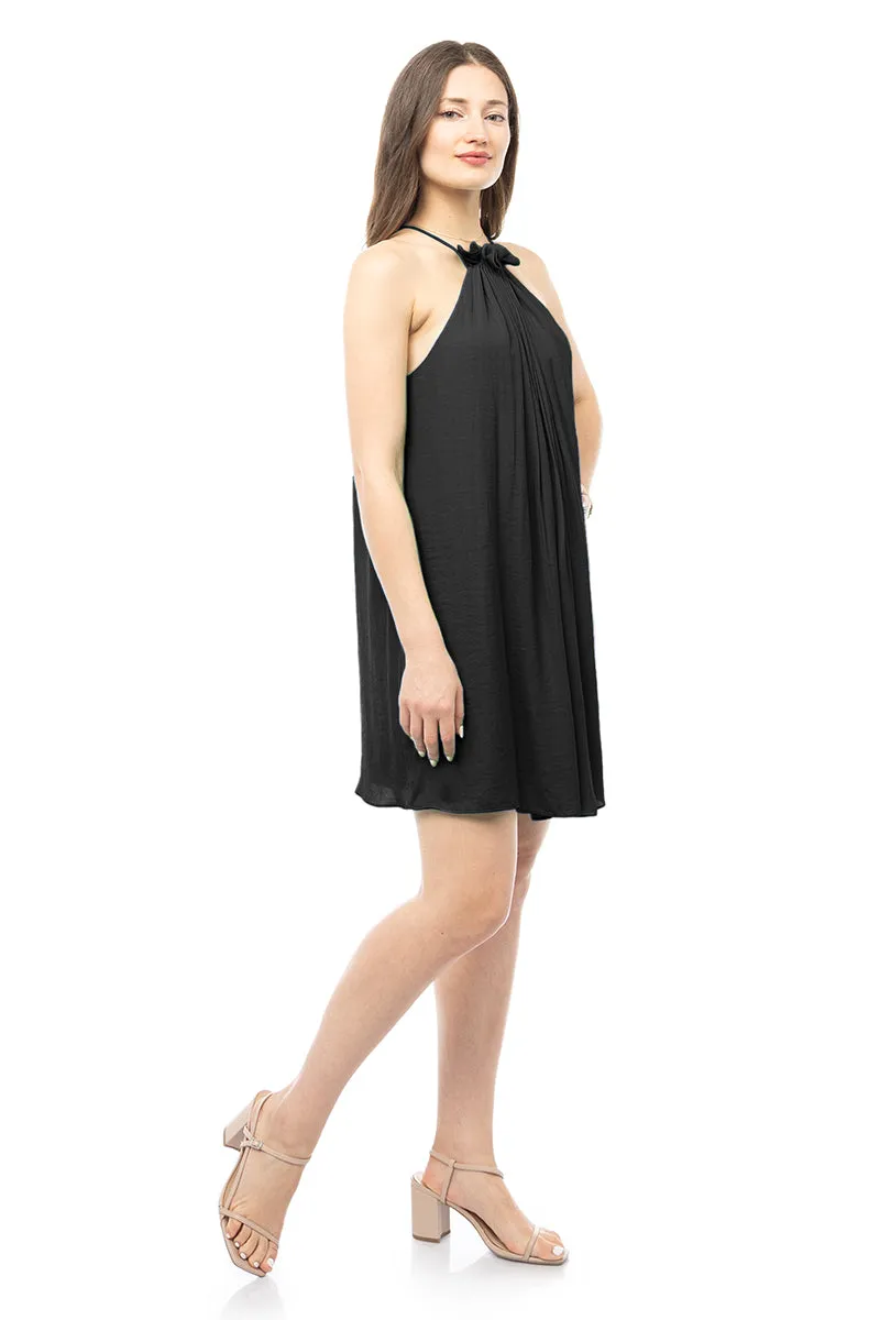 Gathered Halter Neck Mini Dress