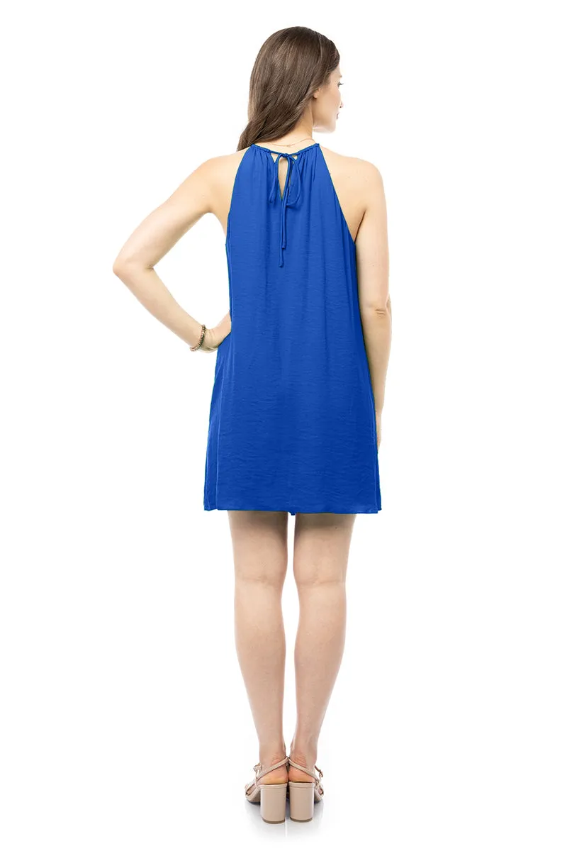 Gathered Halter Neck Mini Dress