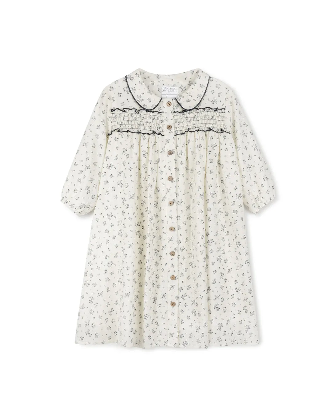 Gauze Floral Collared Button Down Dress