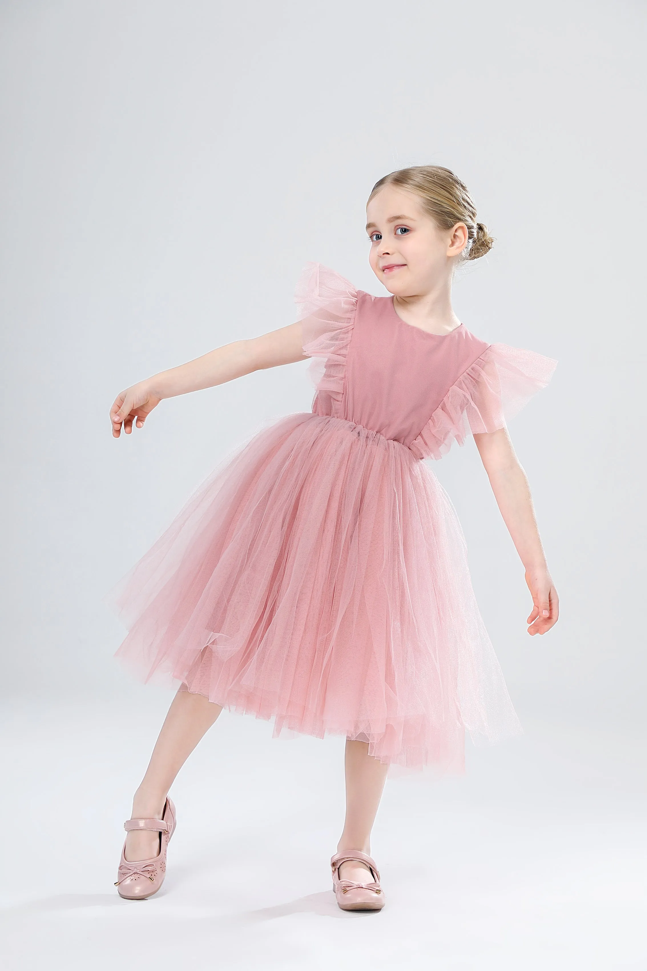 Girls Spanish Boutique Tulle Dress - White, Pink