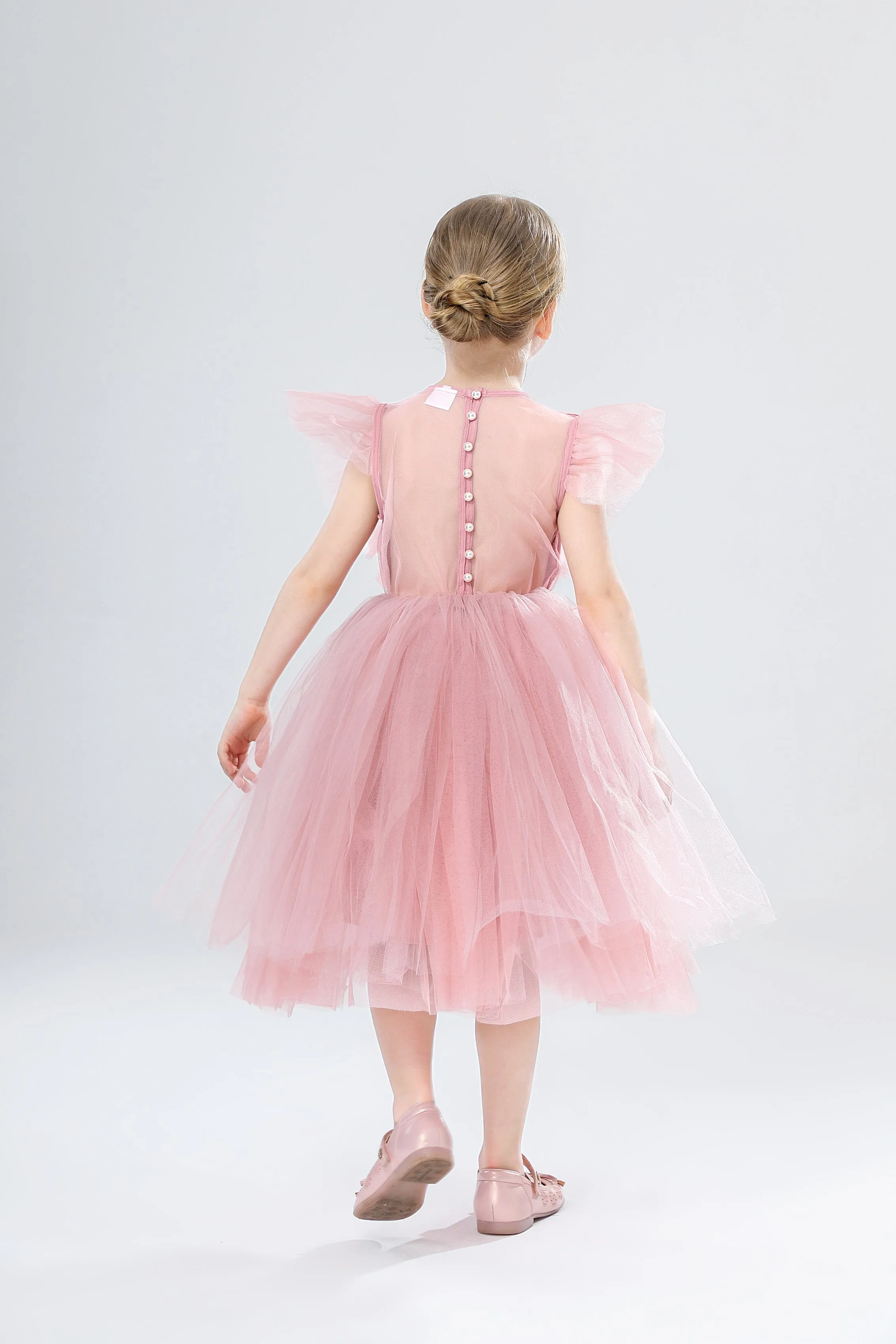 Girls Spanish Boutique Tulle Dress - White, Pink