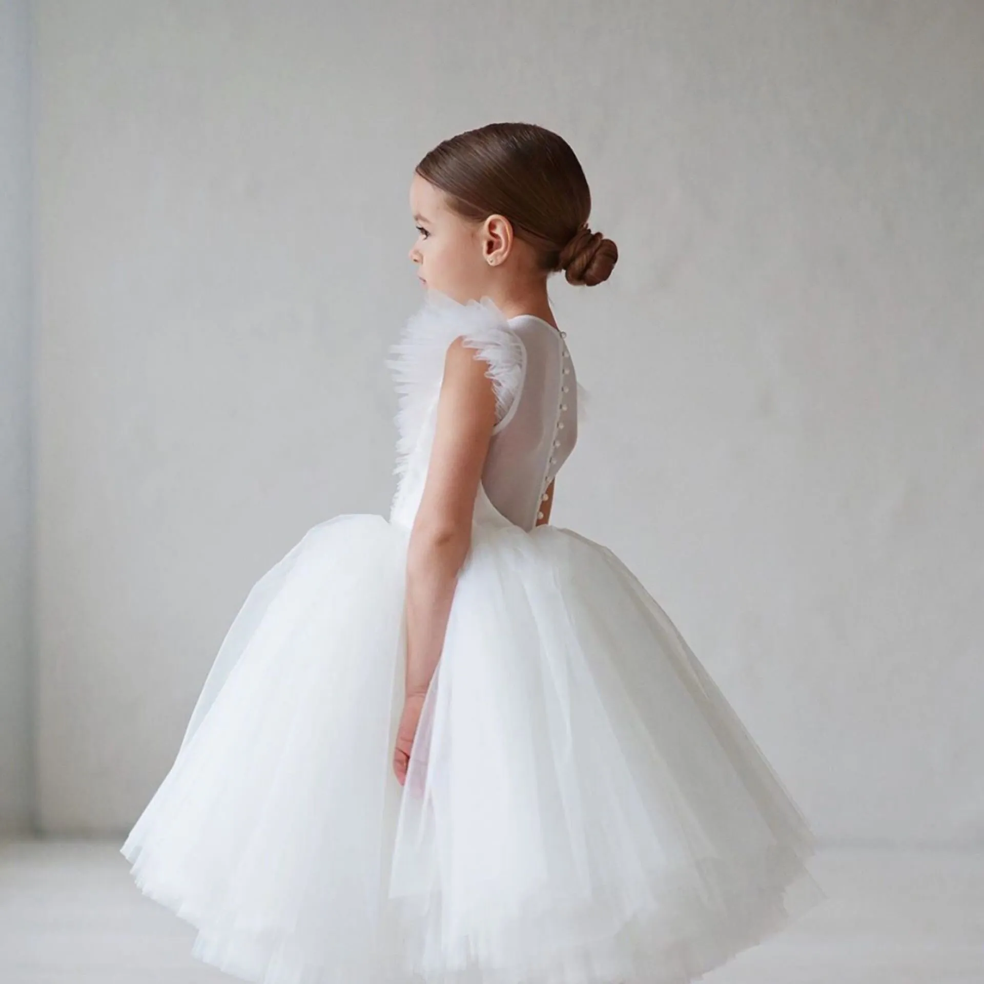 Girls Spanish Boutique Tulle Dress - White, Pink