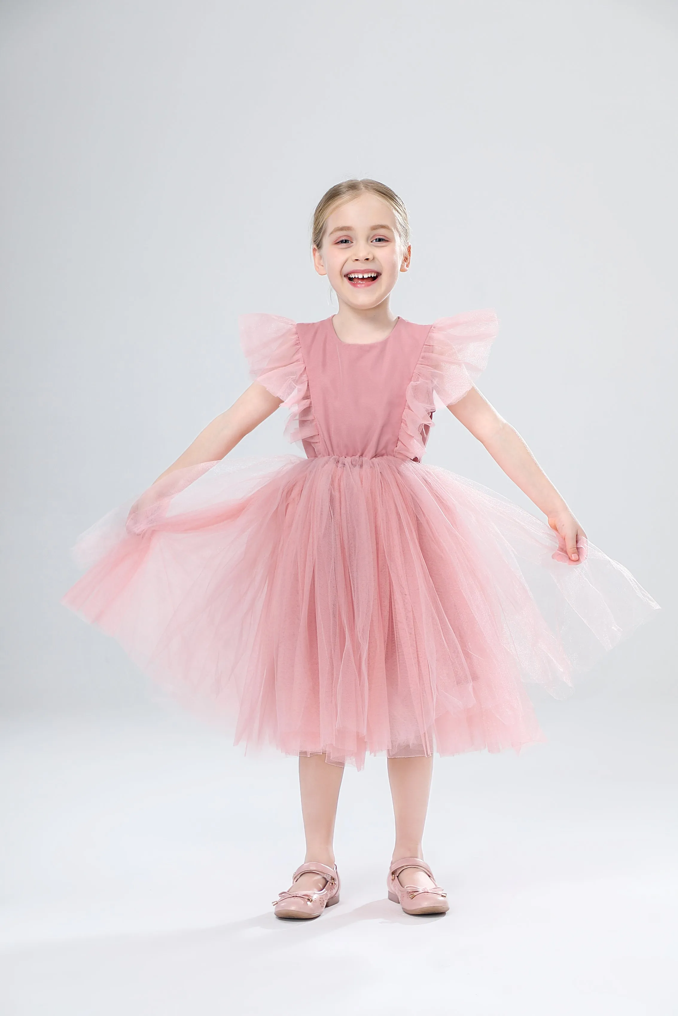 Girls Spanish Boutique Tulle Dress - White, Pink