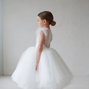 Girls Spanish Boutique Tulle Dress - White, Pink