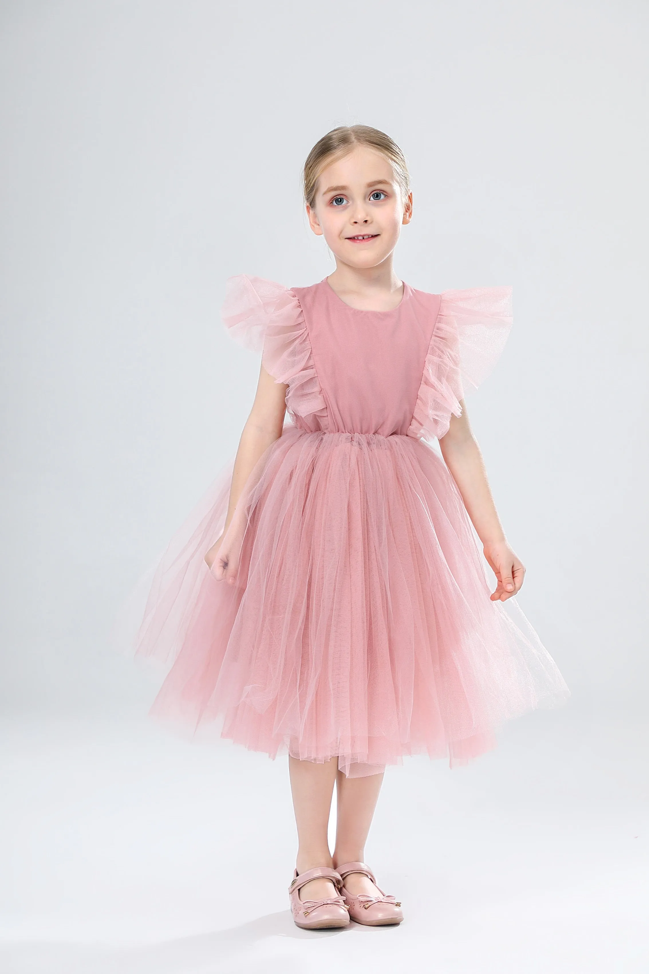 Girls Spanish Boutique Tulle Dress - White, Pink