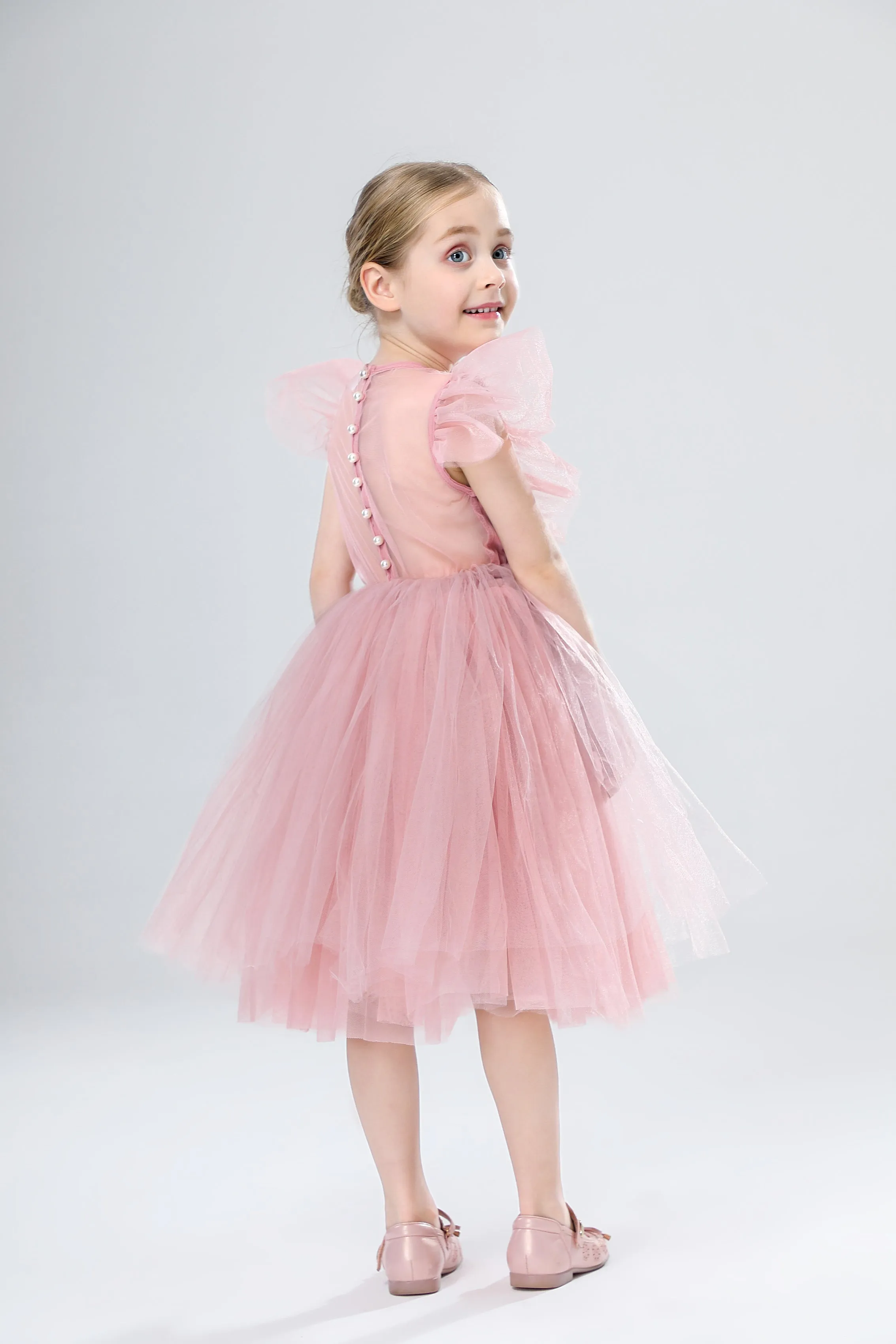 Girls Spanish Boutique Tulle Dress - White, Pink