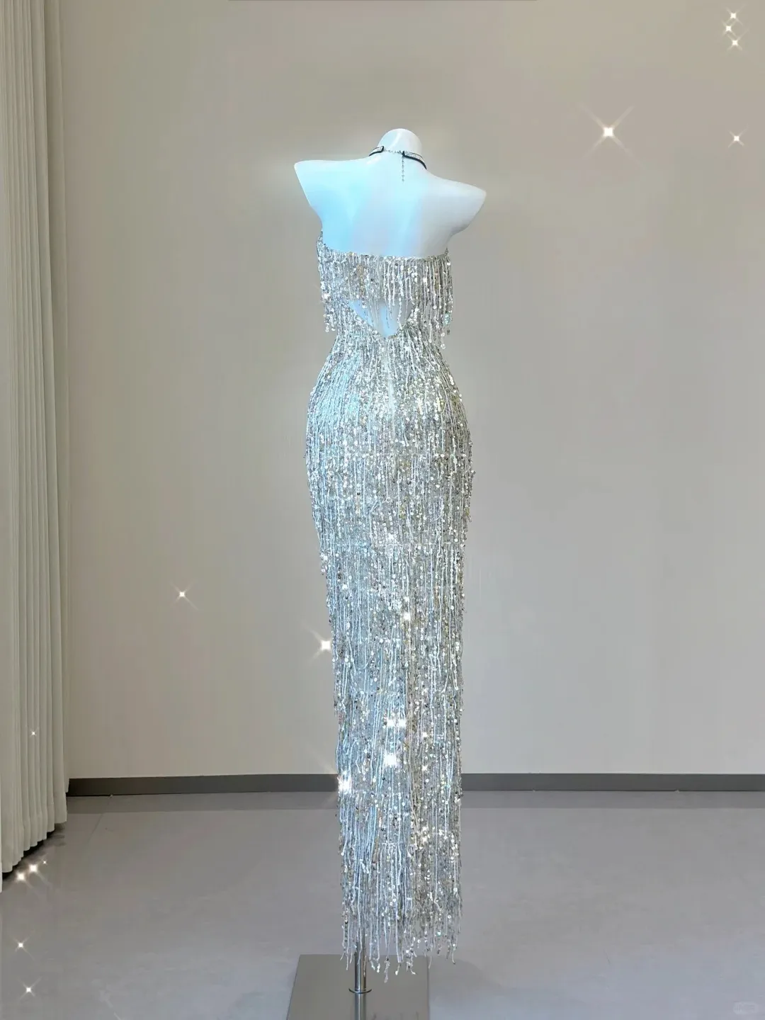 Glitter Strapless Beading Sheath Long Party Dress Gorgeous Evening Gown, D472