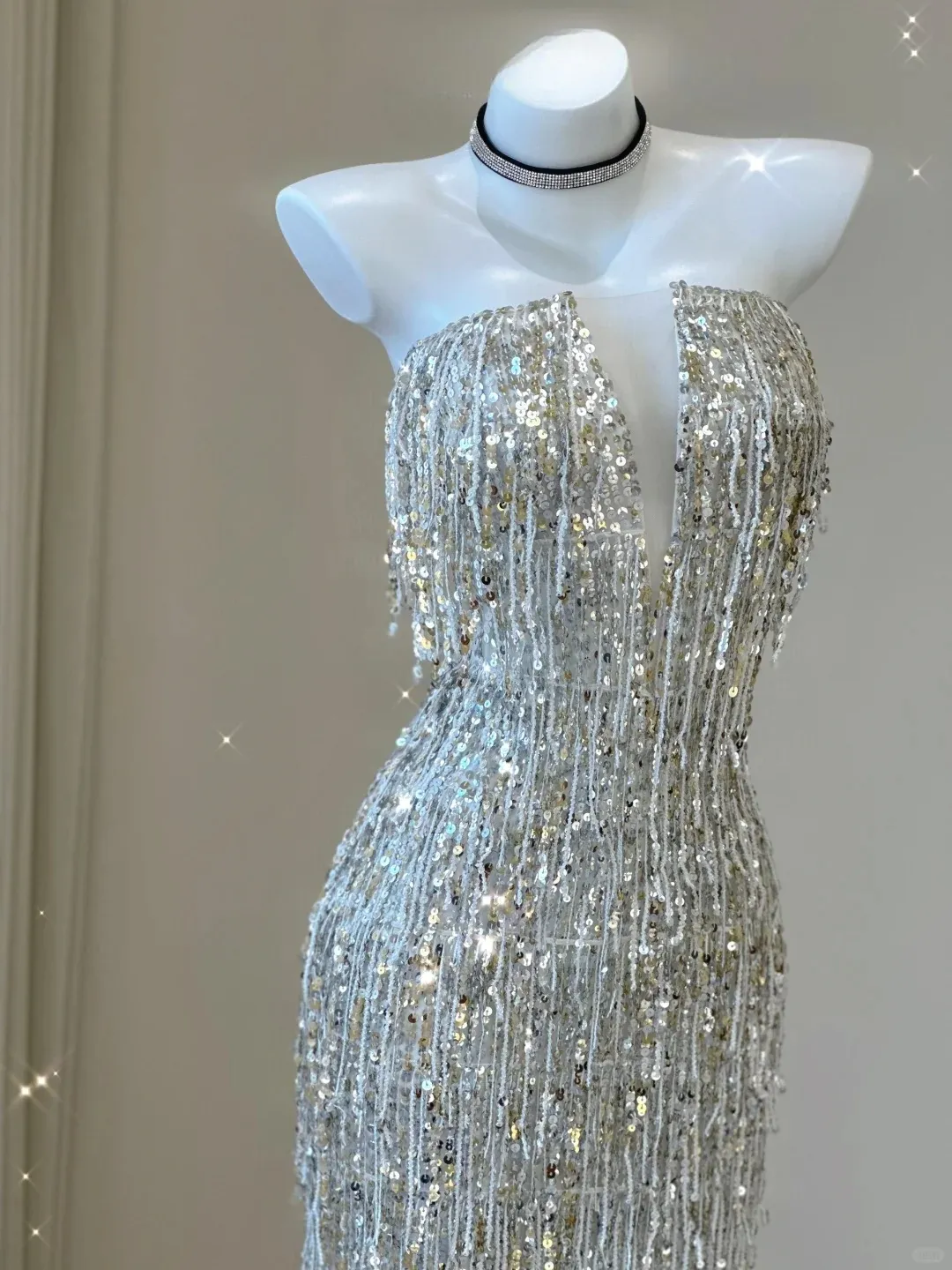 Glitter Strapless Beading Sheath Long Party Dress Gorgeous Evening Gown, D472