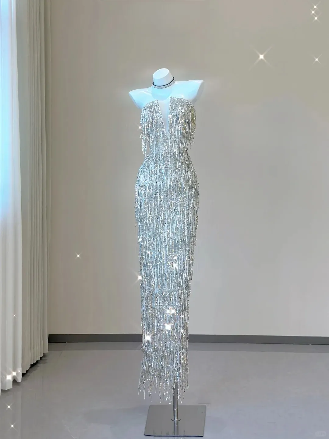 Glitter Strapless Beading Sheath Long Party Dress Gorgeous Evening Gown, D472