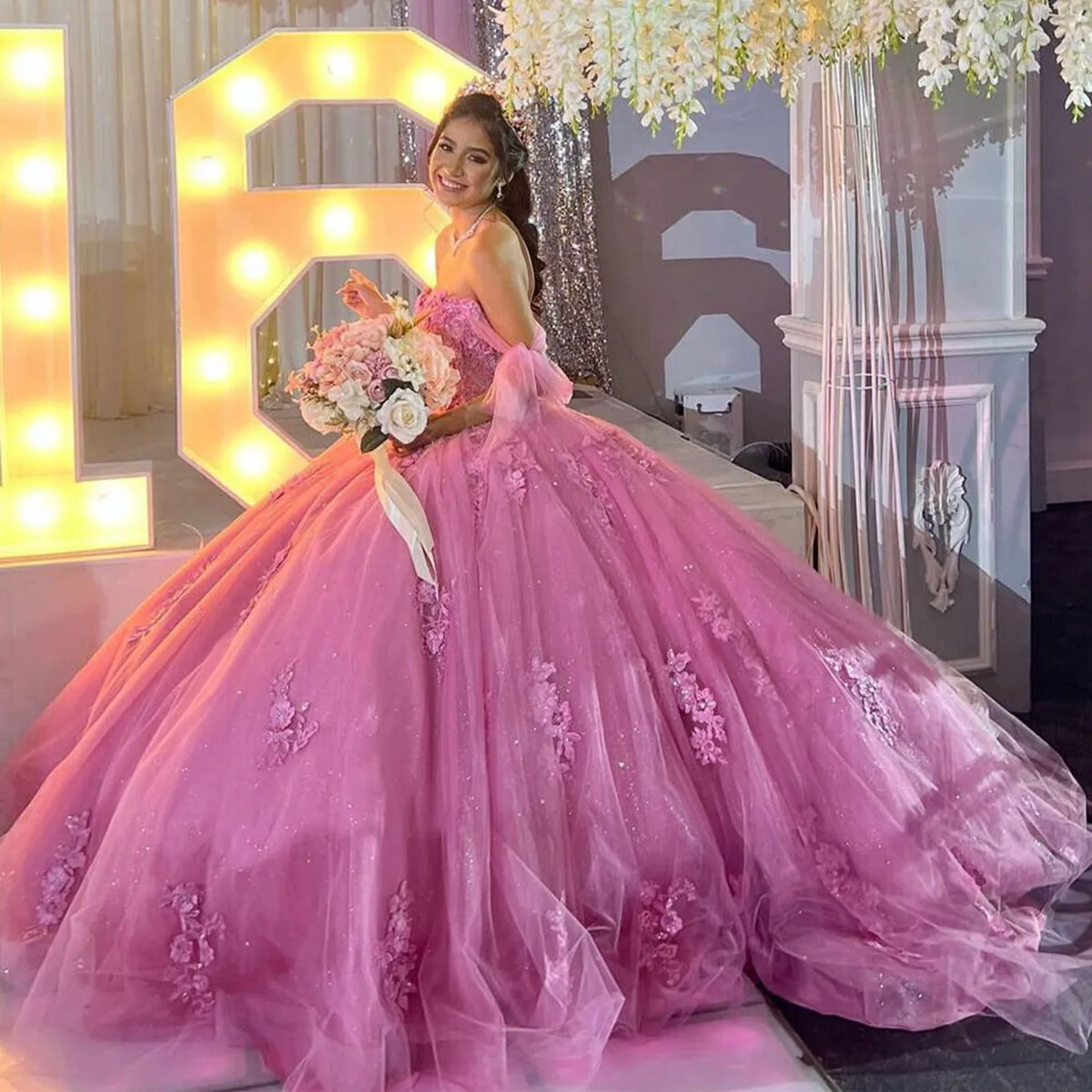 Gold Off Shoulder Quinceanera Dresses Lace Dresses with Appliques