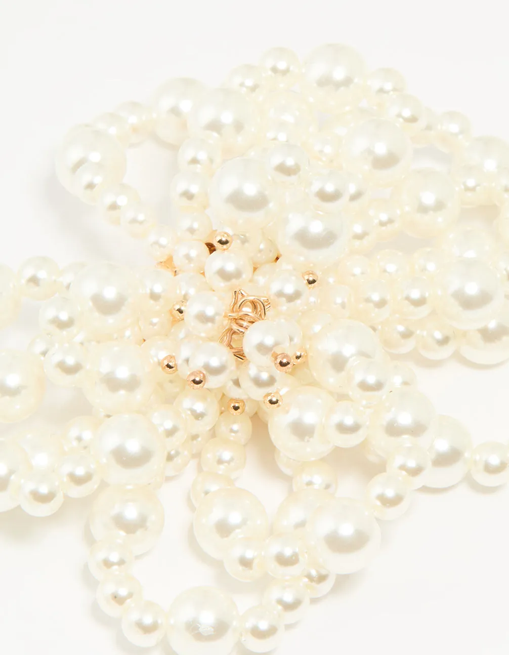 Gold Pearl Floral Stud Earrings