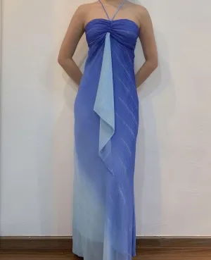 Gradient Straps Sheath Chiffon Long Party Dress Vintage Evening Dress, D563