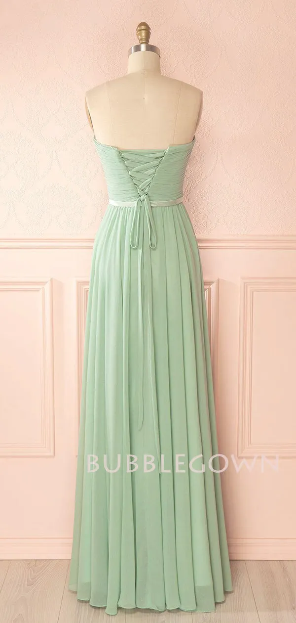 Green Simple Backless Chiffon Cheap Long Evening Prom Dresses, MR7291