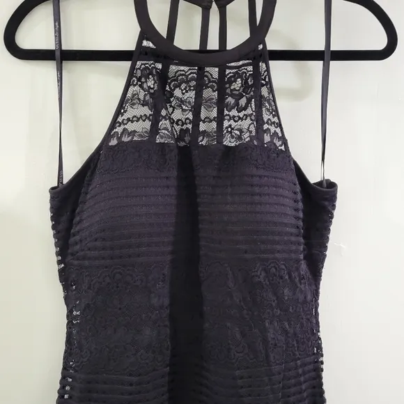 GUESS Los Angeles Semi formal Black Lace overlay Halter dress