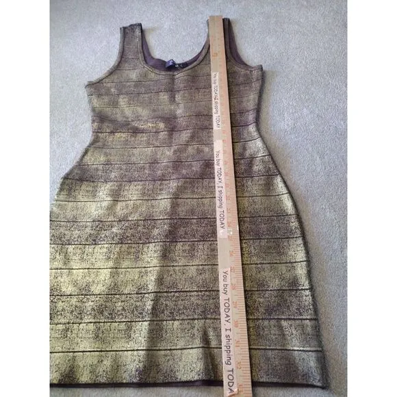 HALE BOB Woman Metallic Bandage Bodycon Mini Knit Dress‎ Medium Cocktail Party