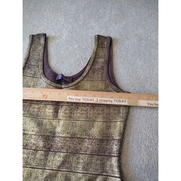 HALE BOB Woman Metallic Bandage Bodycon Mini Knit Dress‎ Medium Cocktail Party