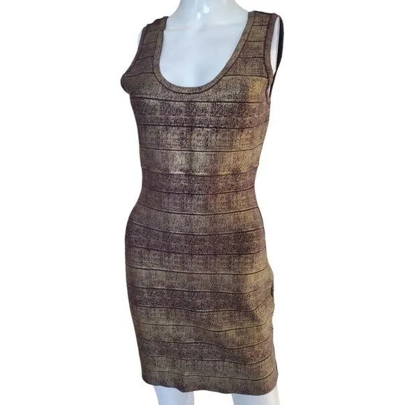 HALE BOB Woman Metallic Bandage Bodycon Mini Knit Dress‎ Medium Cocktail Party