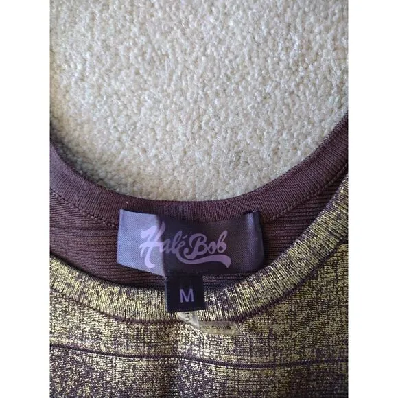 HALE BOB Woman Metallic Bandage Bodycon Mini Knit Dress‎ Medium Cocktail Party