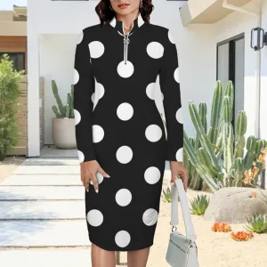 Half Zip Long Sleeve Bodycon Dress