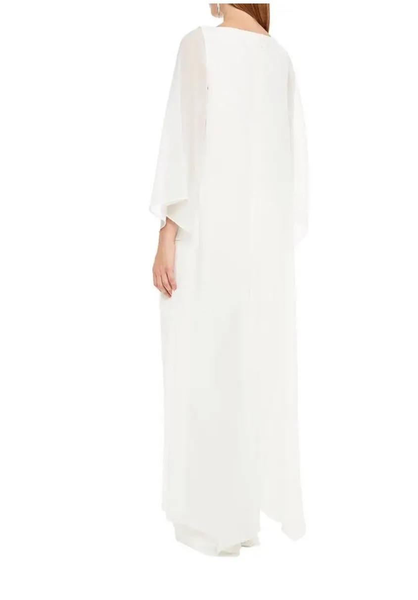 Halston White Chiffon Cape Jumpsuit - nwt