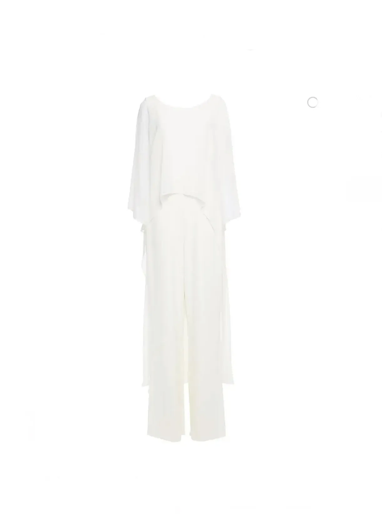 Halston White Chiffon Cape Jumpsuit - nwt