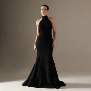Halter Neck Crepe Mermaid Dress
