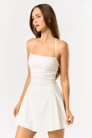 Halter Neck Lace Up Back Dress