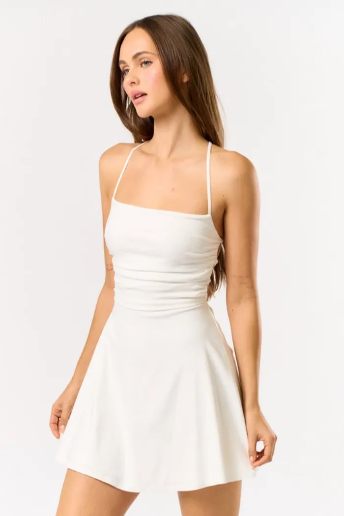 Halter Neck Lace Up Back Dress