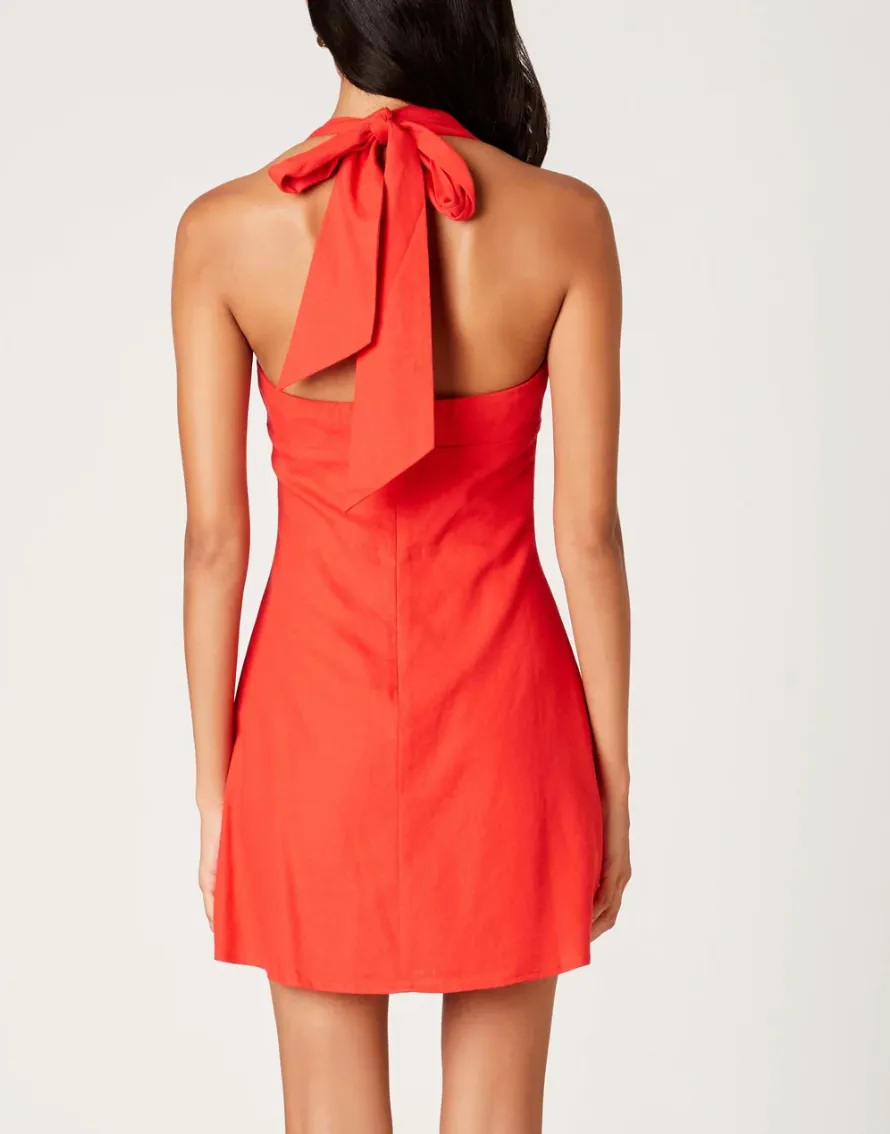Halter Square Neck Soft Flare Mini Dress