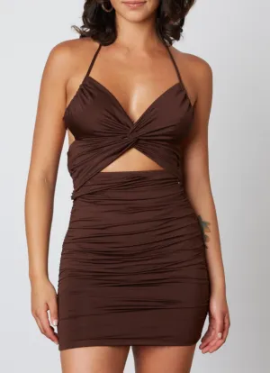 Halter Tie Back Mini Dress