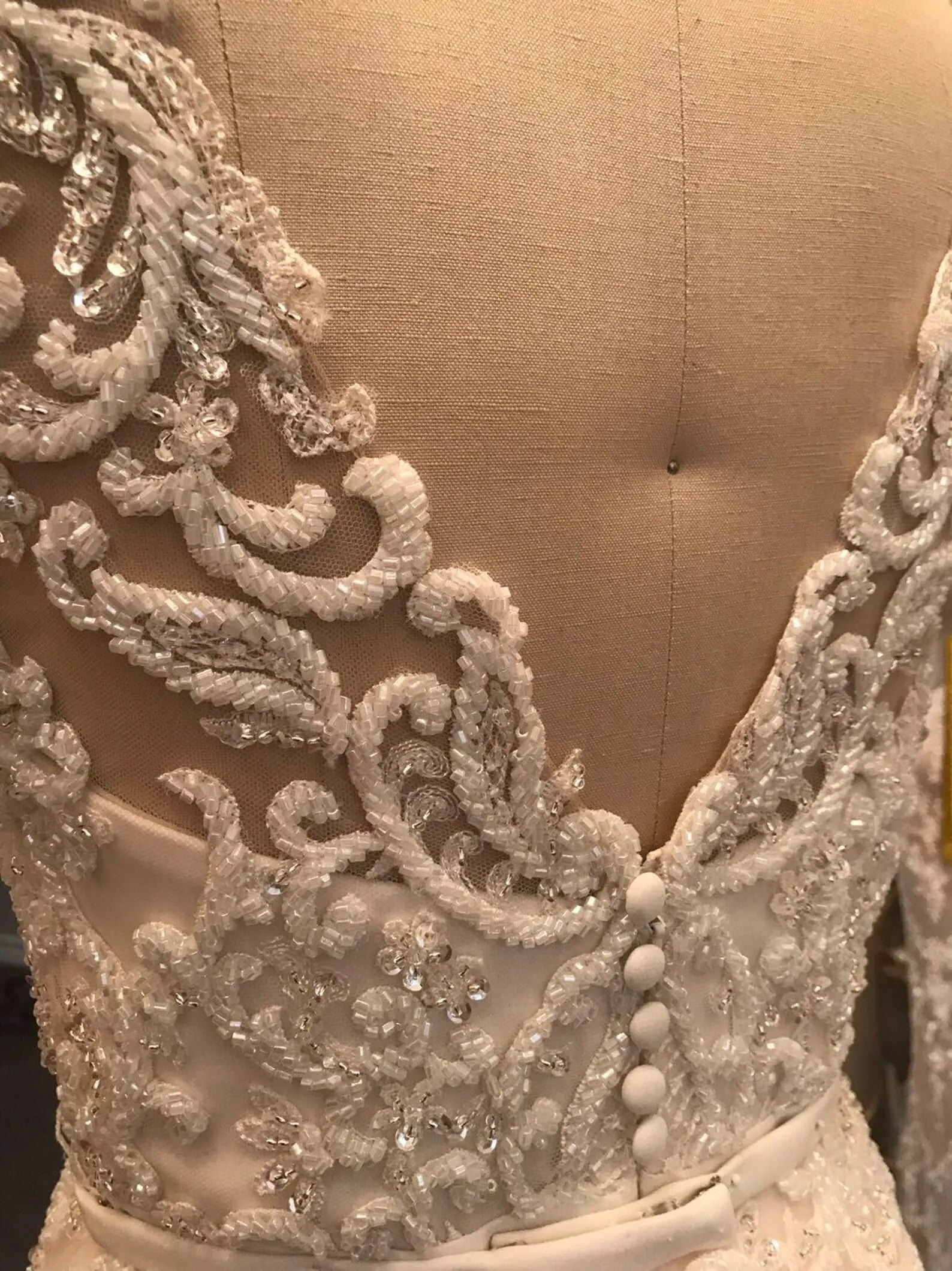 Heavily Beaded Bodice Fitted Sheath Wedding Dress | Allie