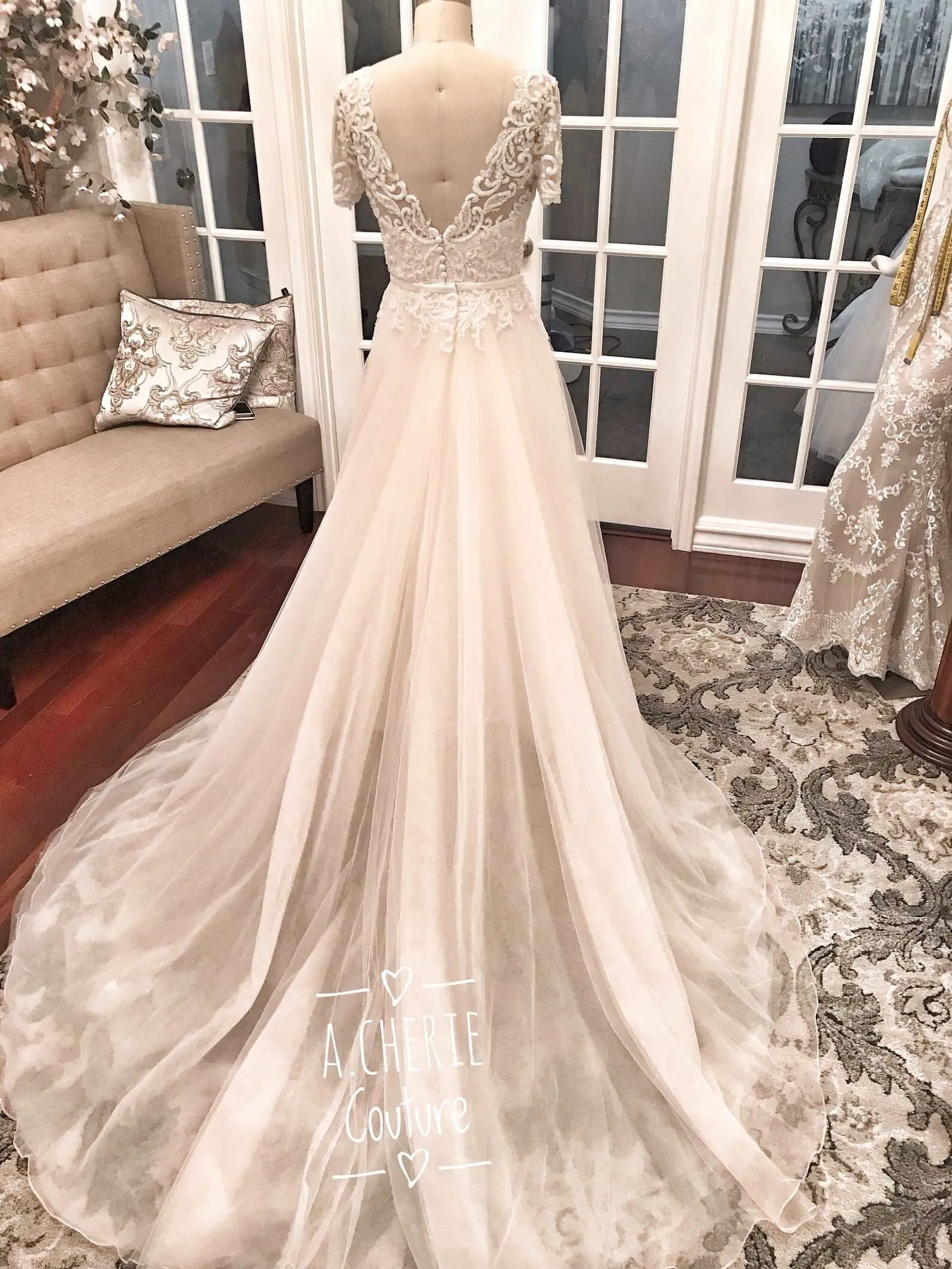 Heavily Beaded Bodice Fitted Sheath Wedding Dress | Allie