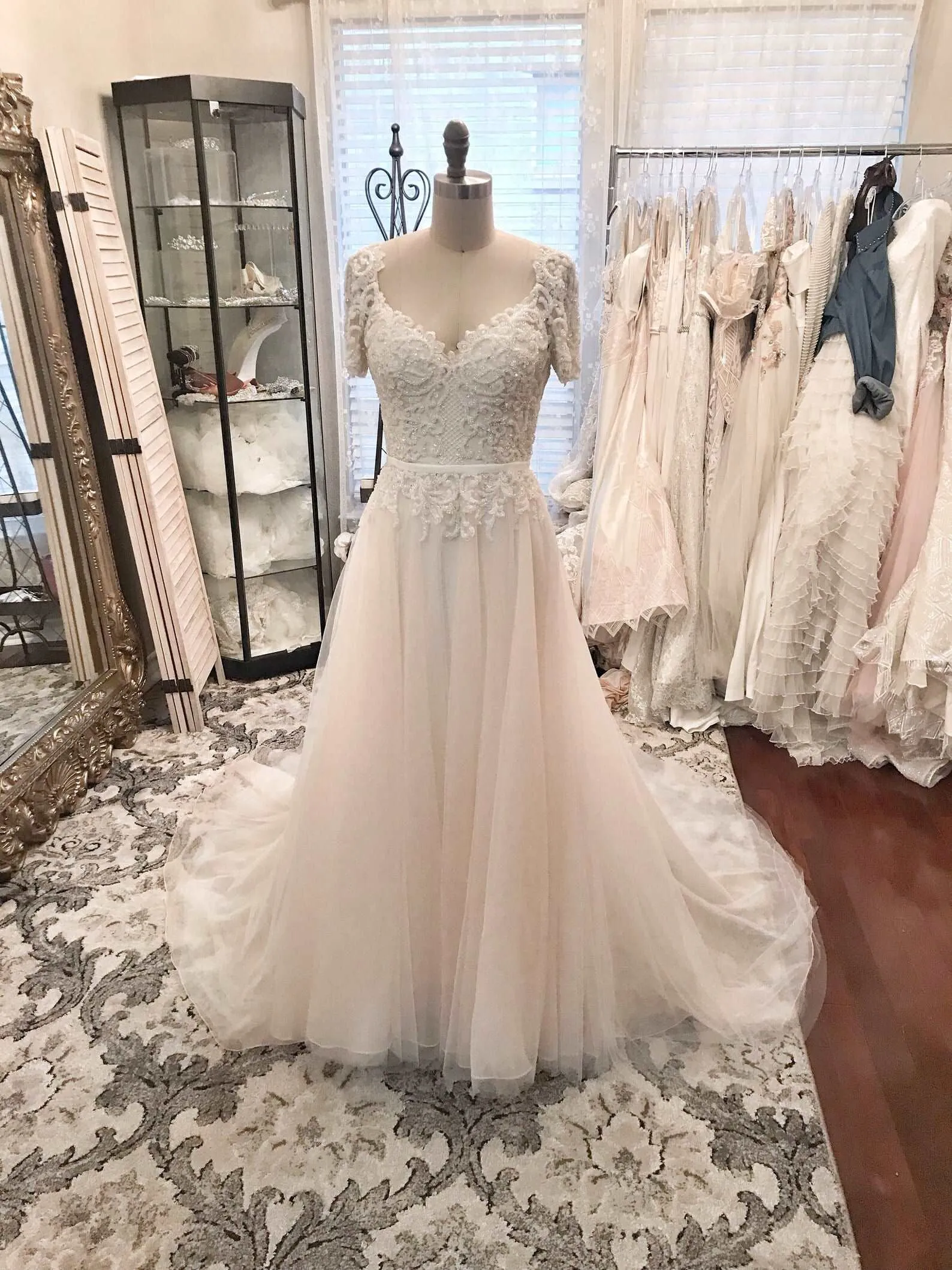 Heavily Beaded Bodice Fitted Sheath Wedding Dress | Allie