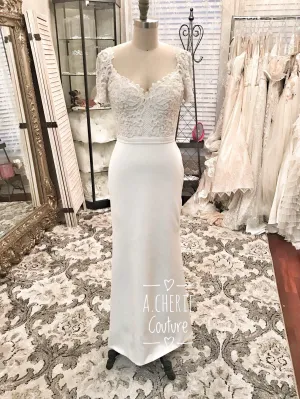 Heavily Beaded Bodice Fitted Sheath Wedding Dress | Allie